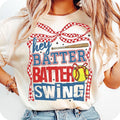 Retro Softball Batter Batter Swing Checkered Softball Coquette Game Day Softball Coquette Softball Mom T-Shirts