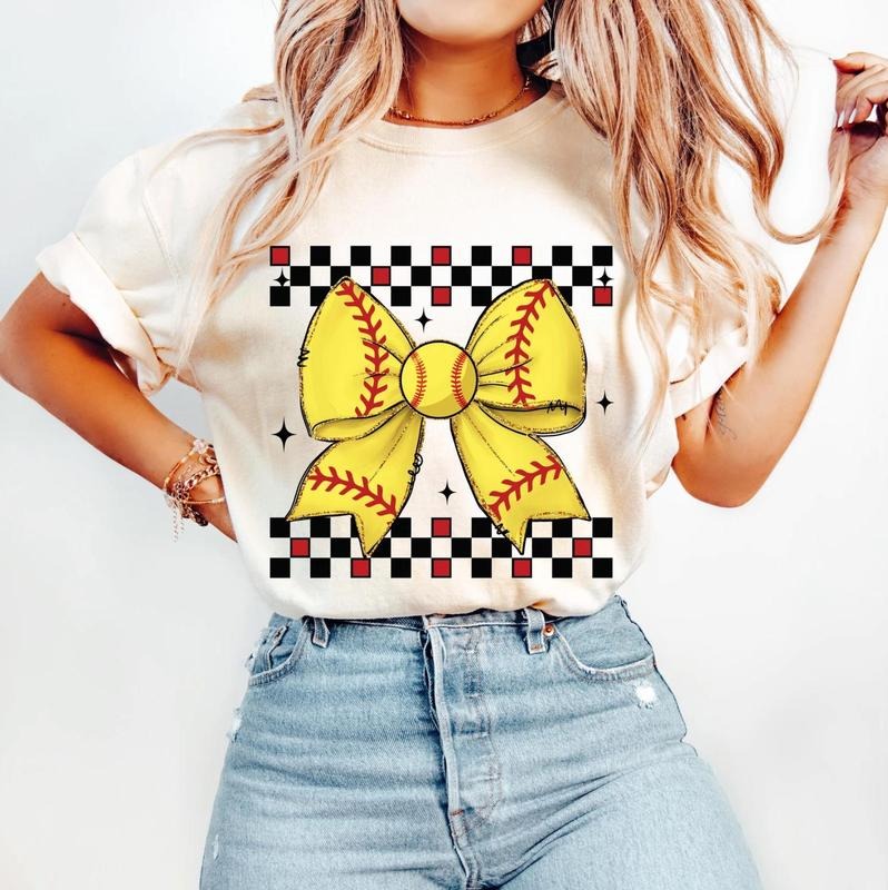 Retro Softball Bundle Softball Mama Softball Softball Coquette Game Day Softball Bow Checkered Softball T Shirtstyle{N002}5 T-Shirts