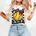 Retro Softball Mama Coquette Softball Softball Coquette Game Day Softball Mom Checkered Softball Bow T-Shirts