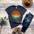 Retro Sunset Rays Wavy Shirt Sun Shirt Retro Sunshine Shirt Sun Rays Beachy Retro Summer Time Sunset T-Shirts