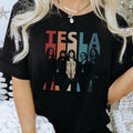 Retro Vtg Tesla Rock Band Black Cotton All Sizes T-Shirts
