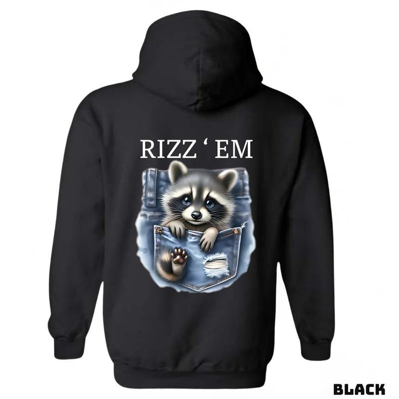Rizz 'Em Cute Raccoon Peeking Out Pocket Fun Cozy T-Shirts