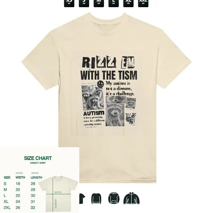 Rizz 'Em Tism Trending Raccoon T-Shirts