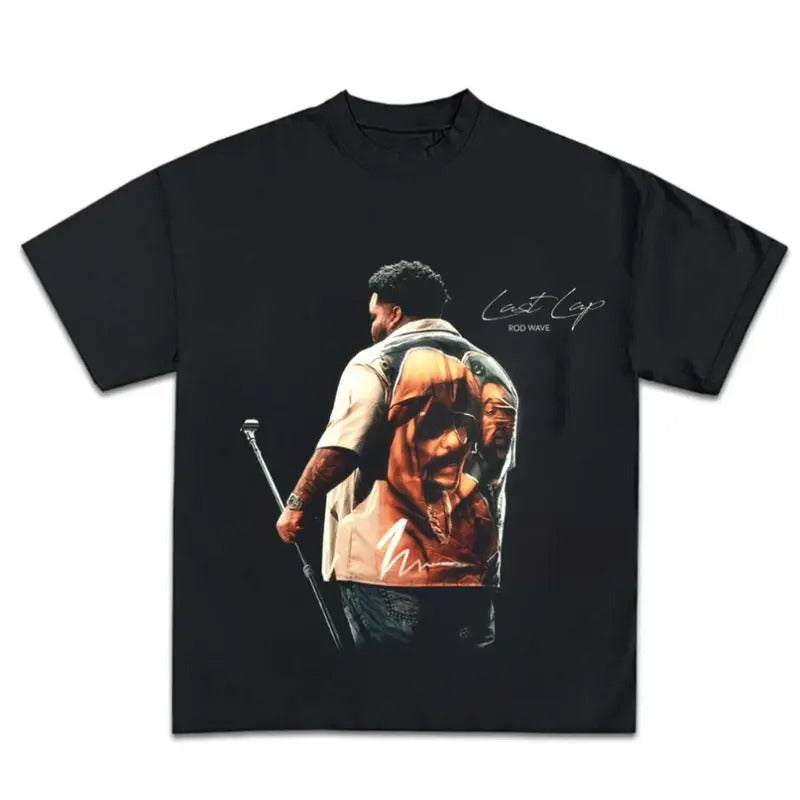 Rod Wave Last Lap Big Face Casual Rap Shirt Super Star Streetwear Cotton Menswear T-Shirts