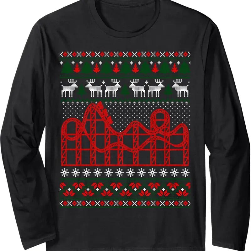 Roller Coaster Scene Ugly Long Sleeve T-Shirts