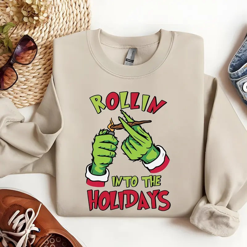 Rollin Holidays Some Spirit G.R.Ii.Ch.Mas Shirt Sale Retro T-Shirts