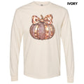 Rose Gold Jeweled Pumpkin Long Sleeve Comfort Colors 'NLB' T-Shirts