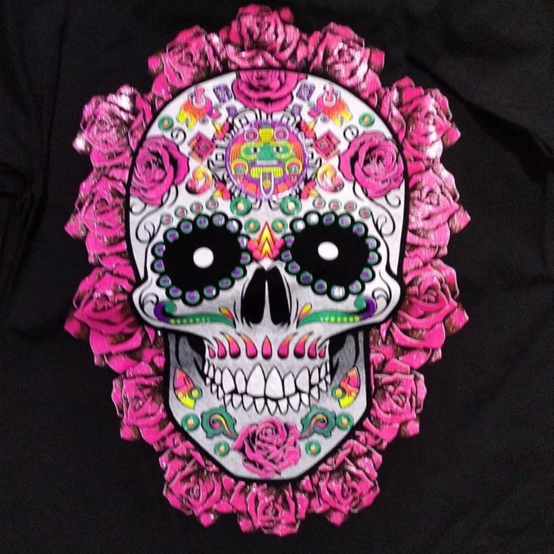 Roses Skull Cotton Casual T-Shirts