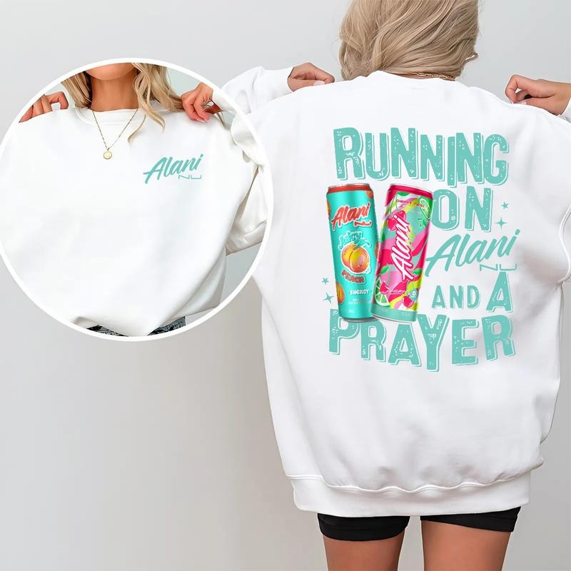 Running Alani Prayer Funny Thermal Energy Drink 2 Sided Cotton Streetwear Clothes Everyday Casual T-Shirts