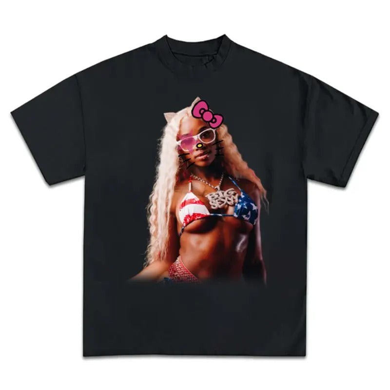 S Red Kitty Super Star Rap Shirt Streetwear New T-Shirts