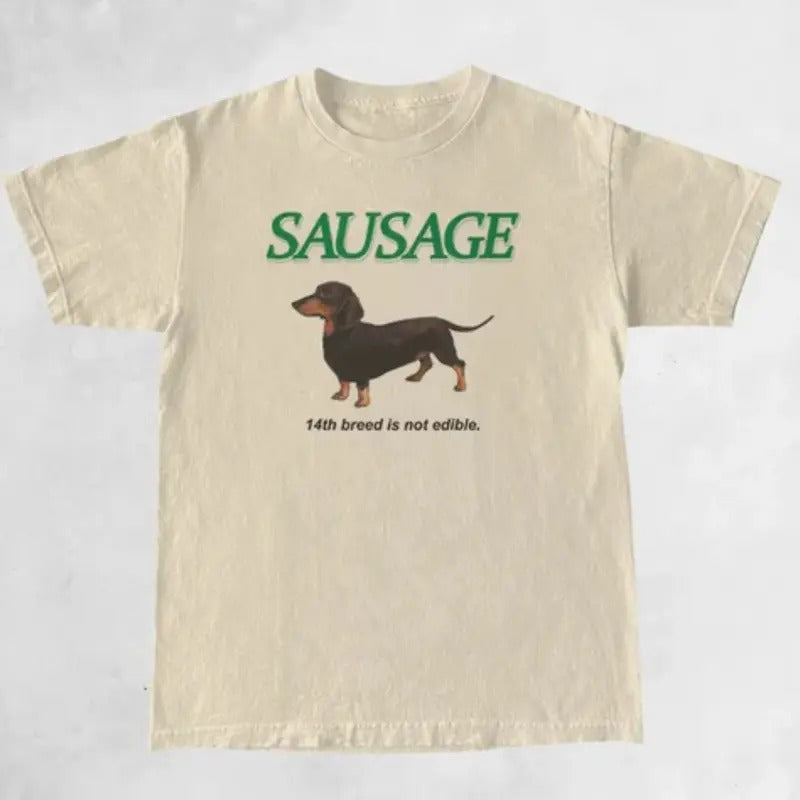 SAUSAGE WIENER DOG SAUSAGE WIENER DOG Shirt SAUSAGE WIENER DOG Funny Shirt Cute Shirt Vintage 2000s Vintage Tops Fot Him Her Top Menswear Underwear Streetwear Round Neck T-Shirts