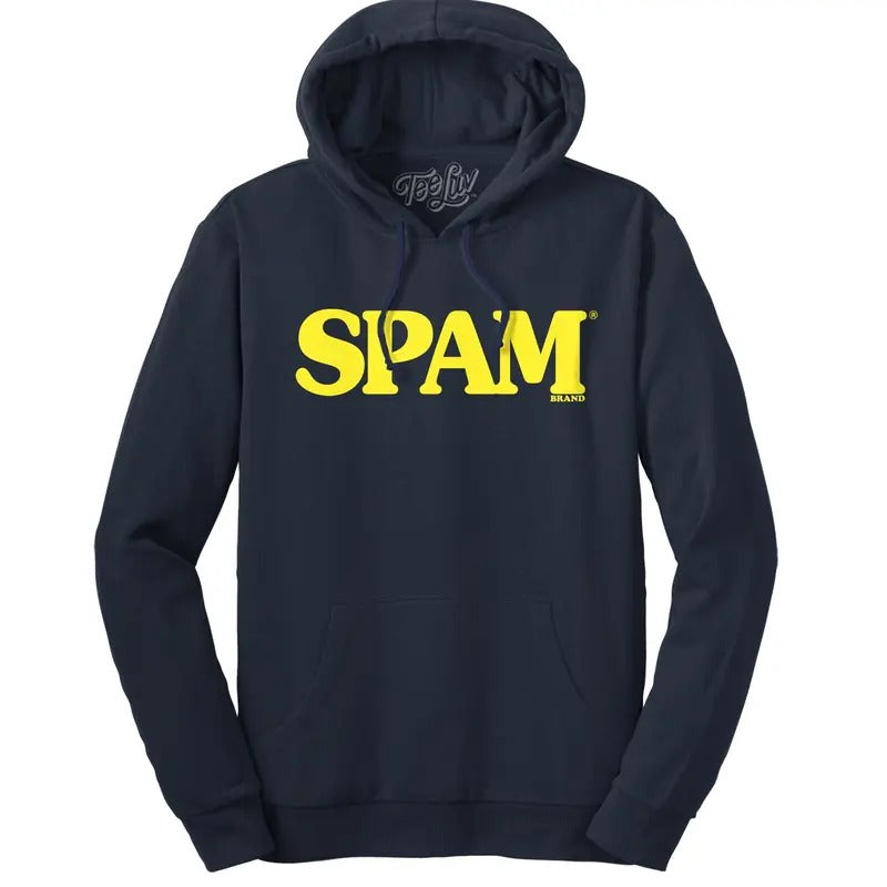 SPAM Logo Hooded Navy Blue T-Shirts