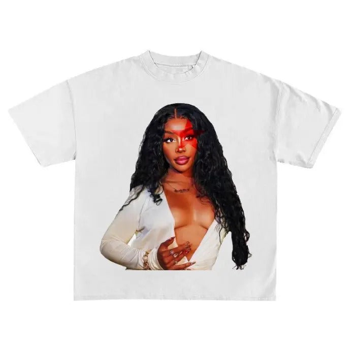 SZA Red Star Shirt Classic Cotton Top T-Shirts