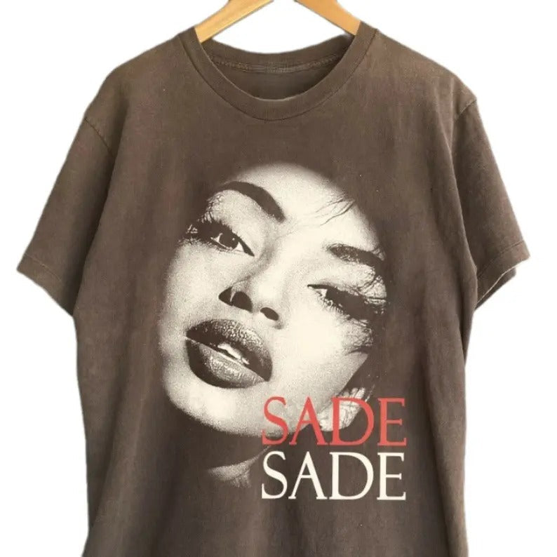Sade Adu 90s Shirt Pop Music Tour Shirt Sade Adu World Tour Classic Cotton Top T-Shirts