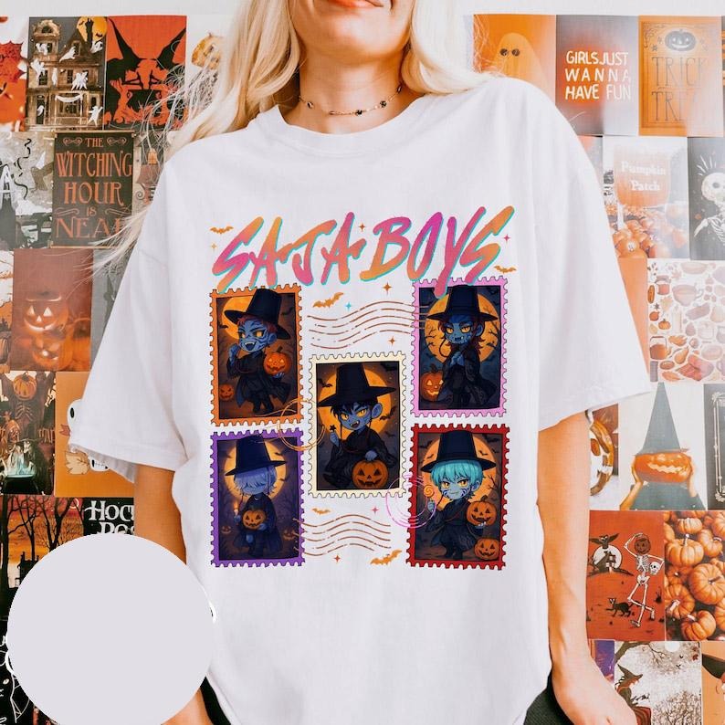 Saja Kpop Demon Hunters Halloween Halloween Fall Shirts Huntrix Fan Shirt Stamp Saja Boy Band Shirt Kid Shirt T-Shirts