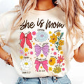 [Sale 45% Off] She Is Mom Coquette Christian Mama Floral Wildflower Retro Boho Bible Verse Mom Shirt T-Shirts