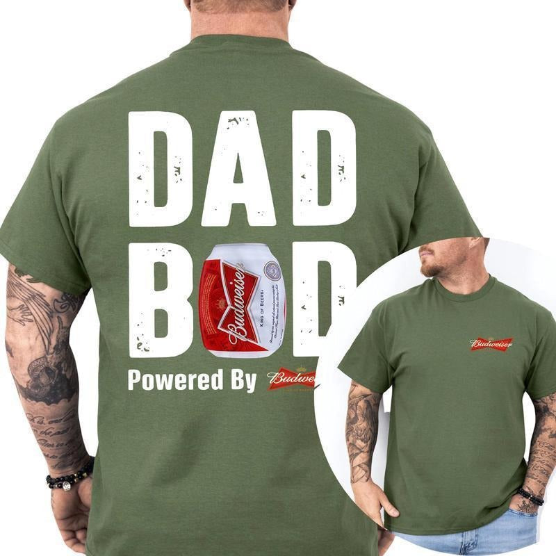[Sale Up 60%] Budweiser Dad Bod Powered Budweiser Classic Fit Soft Cotton Fun Beer Lover Casual Every Occasion T-Shirts
