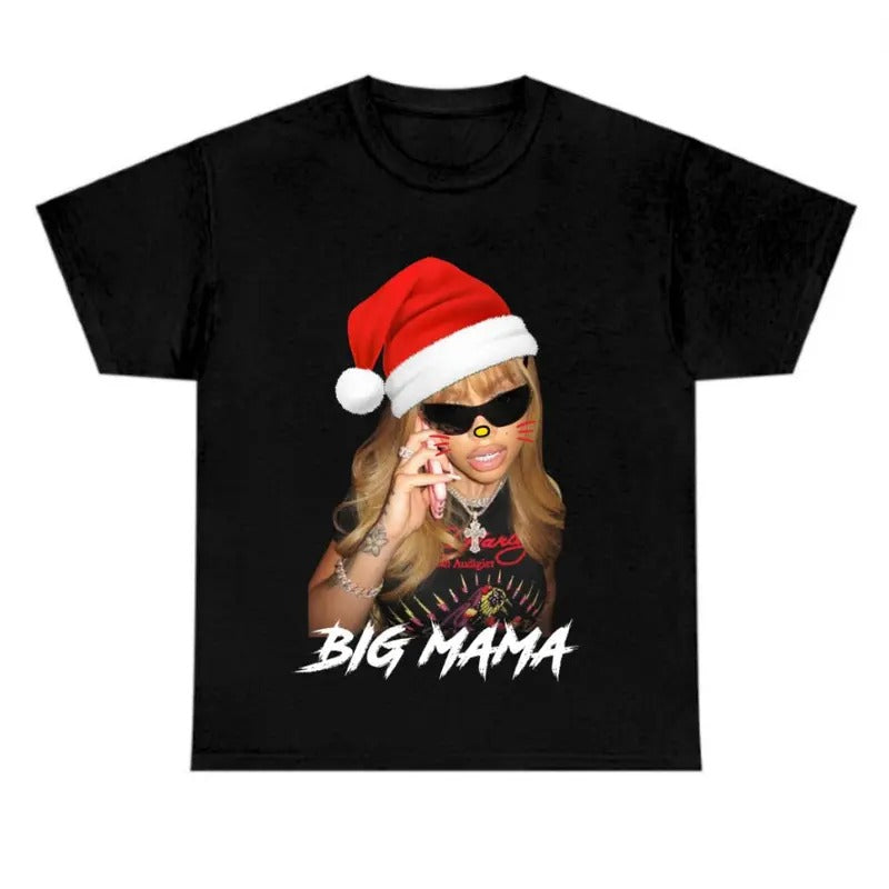 Santa Big Mama Big Face Kitty Rap Shirt Streetwear T-Shirts