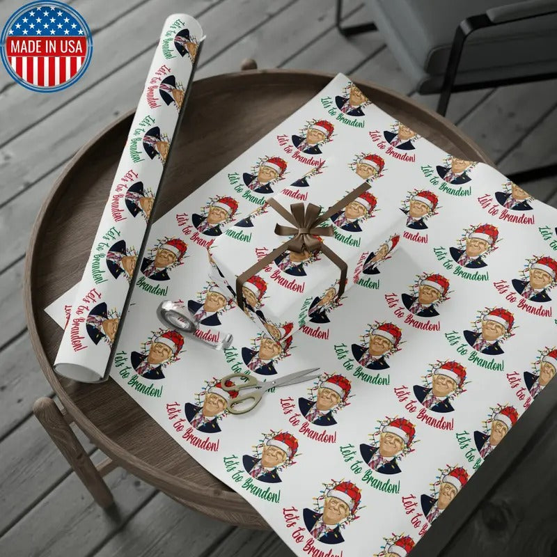 Santa Funny Trump Wrapping Paper Make America Great Again Joe Biden Let'S Go Brandon Wrapping Paper T-Shirts