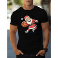 Santa Playing Basketball Print Short Sleeve Summer Top Made USA T-Shirts
