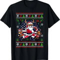 Santa Reindeer Play American Football Ugly T-Shirts