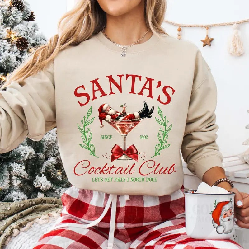 Santa'S Cocktail Club Shirt Funny Espresso Martini Dirty Martini Bachelorette T-Shirts