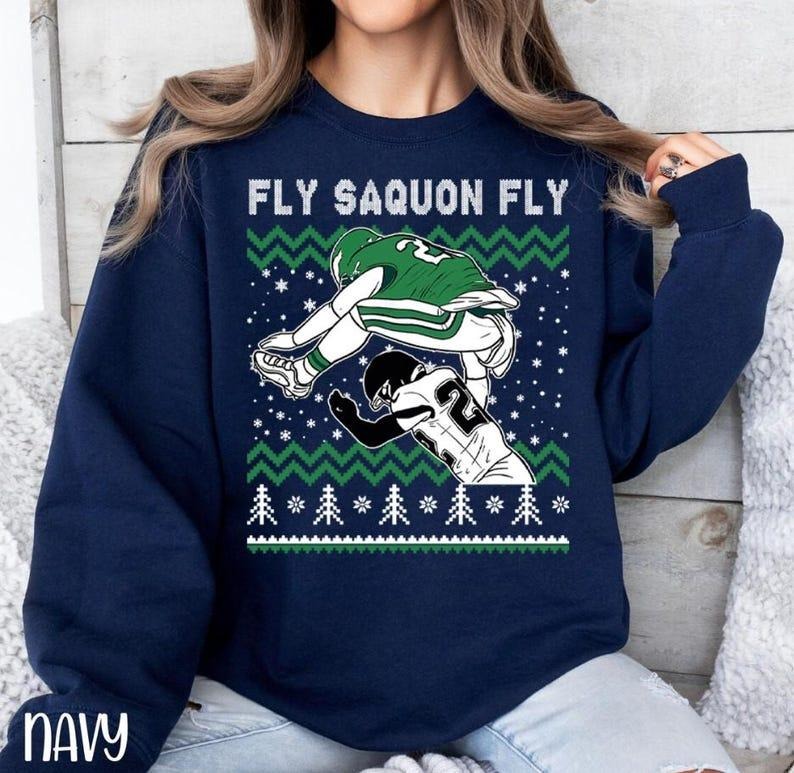 Saquon Barkley Jump Ugly Merry Football T-Shirts