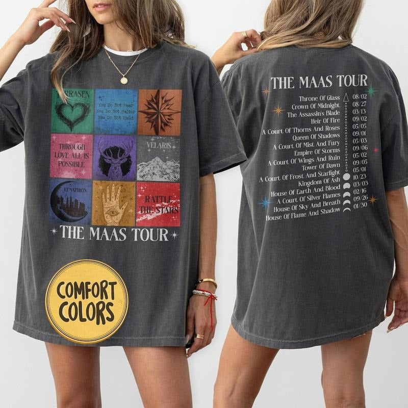 Sarah J. Maas Eras Tour Mass Tour Acotar Shirt Crescent City Throne Glass File SJM Fan Bookish 2PWPG T-Shirts