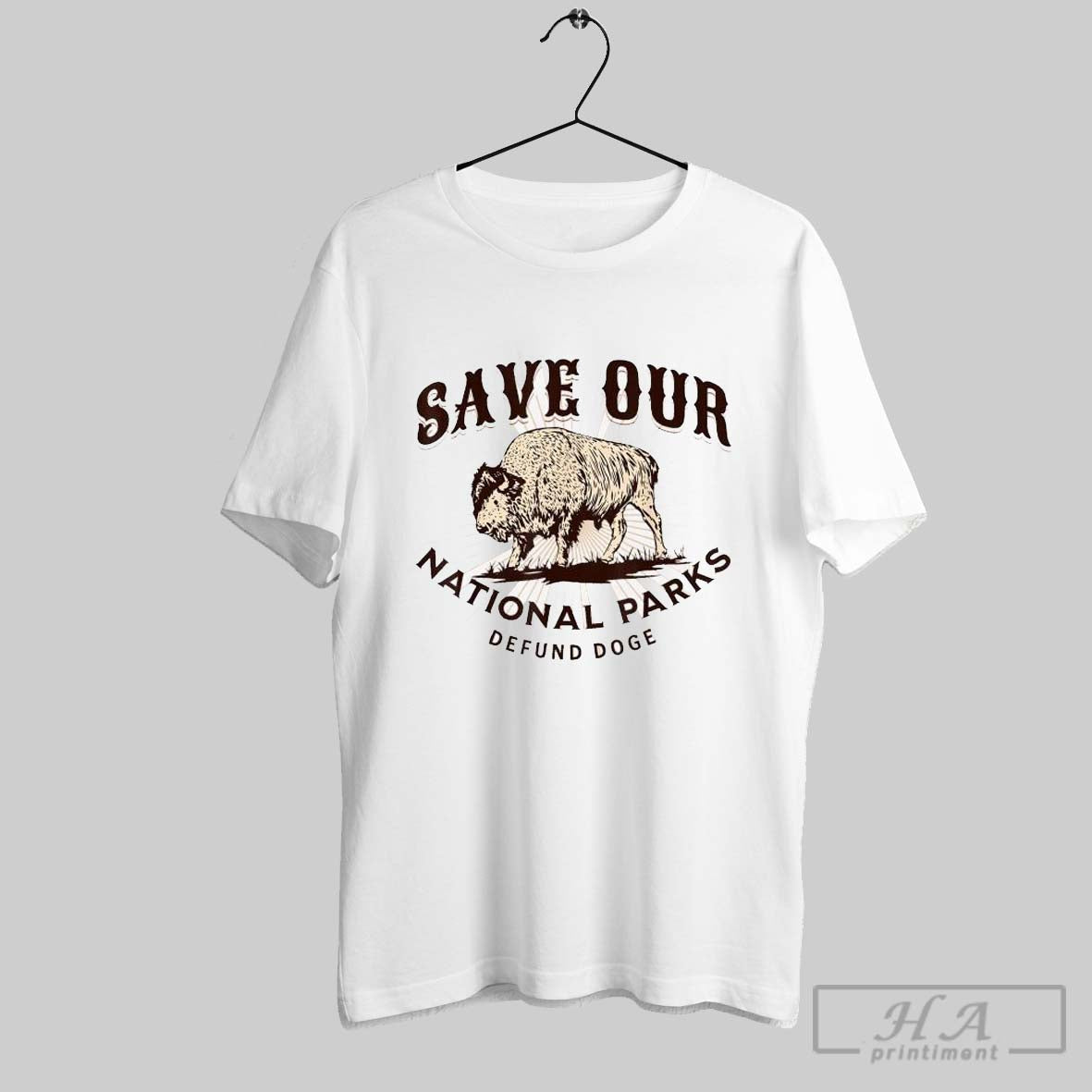 Save Our National Parks Defund Doge Resist Bison T Shirts