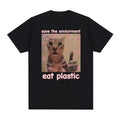 Save Environment Eat Plastic Cute Cat Funny T-Shirts