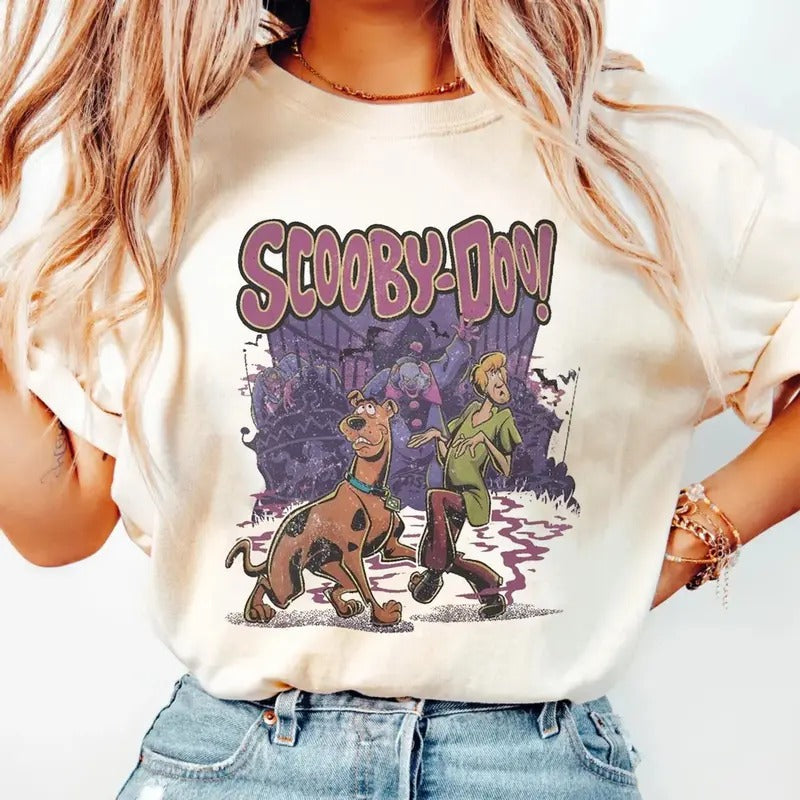 Scooby Shirt 90s Halloween Movie Retro Halloween Shirt Scooby Halloween Movie Character Halloween Shirt Short Sleeve Shirt Casual T-Shirts
