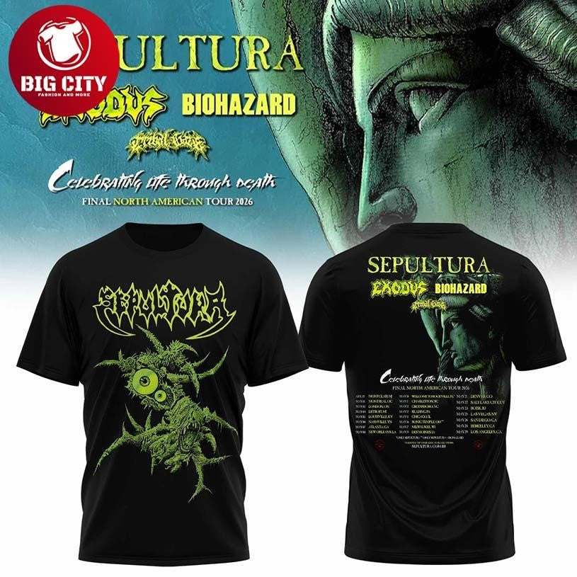 Sepultura Celebrating Life Through Death Tour 2026 Two Sided Shirt