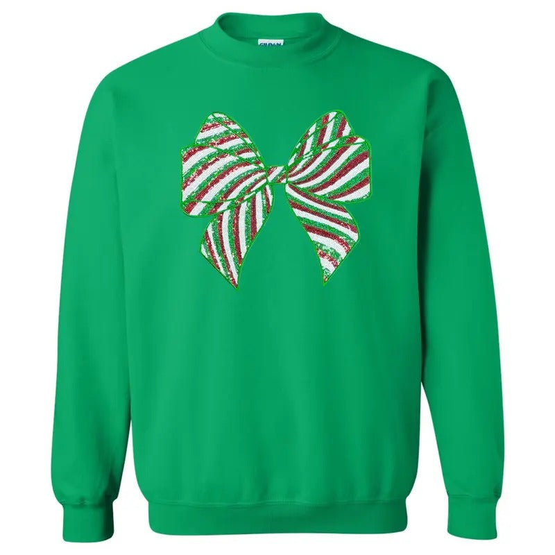 Sequin Red & Green Bow Patch T-Shirts