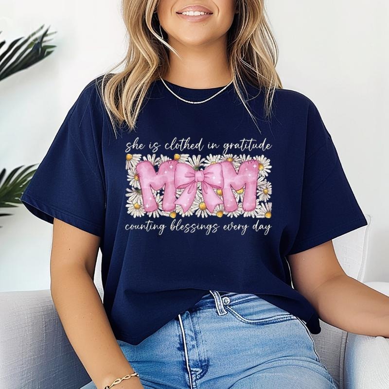 She Is Clothed Grateful Christian Pure Cotton Casual Street Crew Neck Short Sleeve Tops Perfect T-Shirts