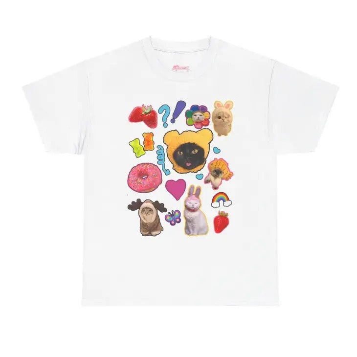 Silly Cat Shirt 90s Kawaii Cat Meme Kitten Silly Cats Shirt T-Shirts