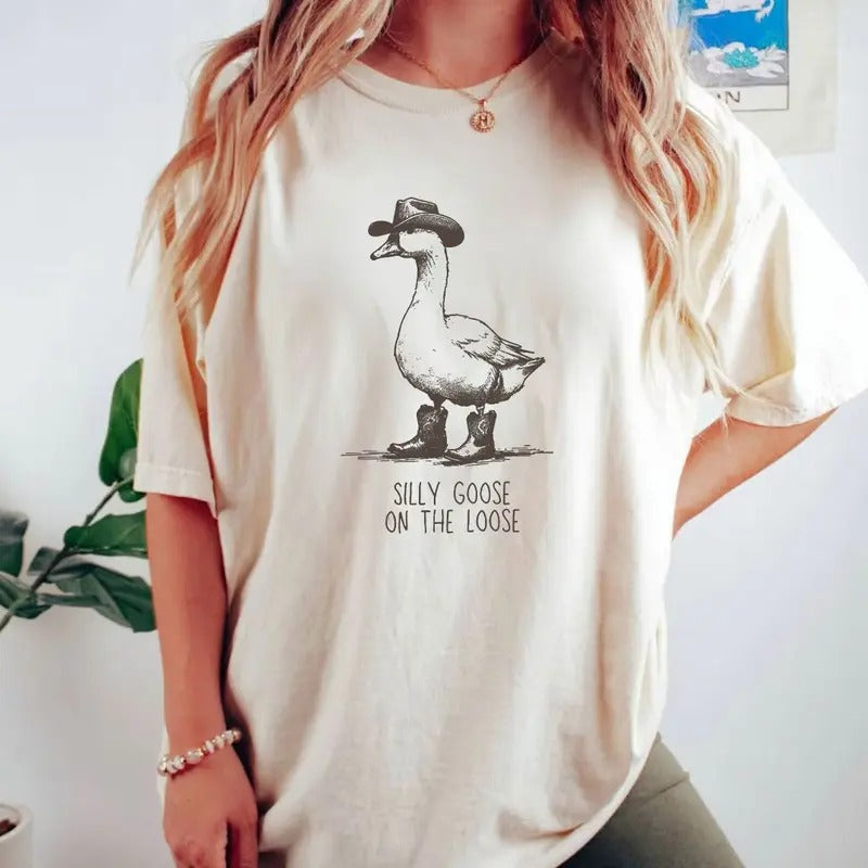 Silly Goose Loose Streetwear Breathable Casual Comfort Comfortable Fabric Fit Fabric Fit T-Shirts