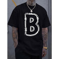Simple Round Neck Short Sleeved B Letter Print Comfortable Breathable Casual Sports Top Suitable Spring Summer Vacation Leisure Made USA T-Shirts
