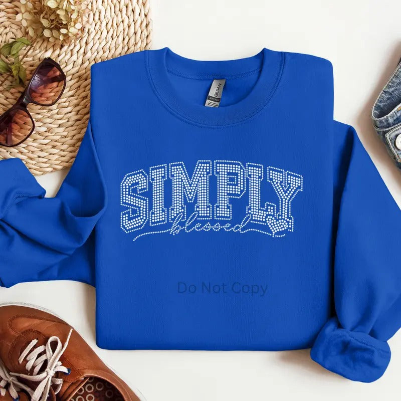 Simply Blessed Rhinestone Transfer T-Shirts