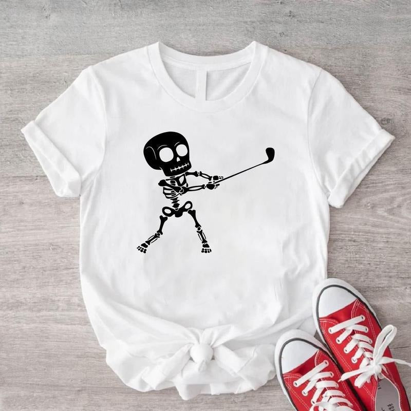 Skeleton Golf Shirt Golf Lover Skeleton Player Matching Golf Fan Sport Dad Spooky Golfer Shirt T-Shirts