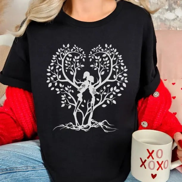 Skeleton Love Tree Casual Comfortable T-Shirts