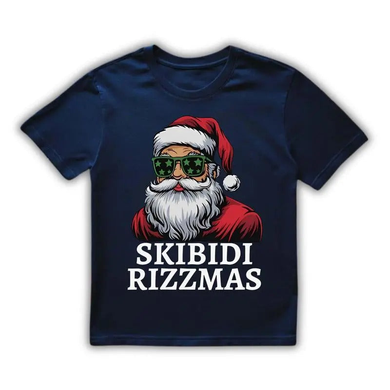 Skibidi Rizzmas Shirt Rizz Santa Claus Charisma Kid Cool Softstyle Funny Xmas Shirt Festive Top T-Shirts