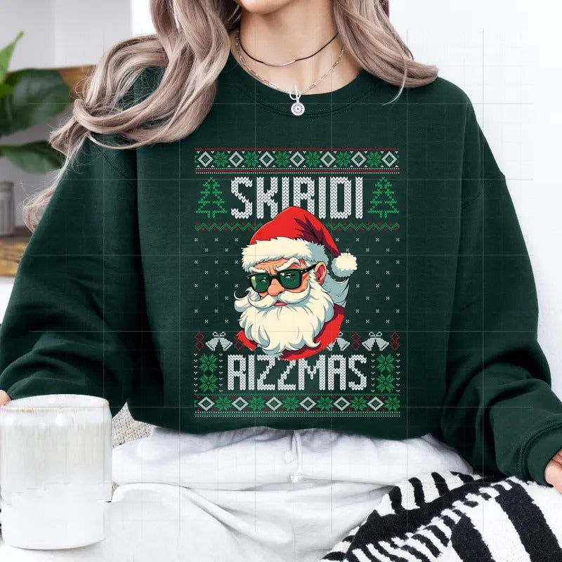 Skibidii Rizzmas Ugly Santa Claus Ugly Xmas Rizz T-Shirts