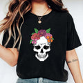 Skull Roses Shirt Day Dead Dia De Los Muertos Mexican Halloween Shirt T-Shirts