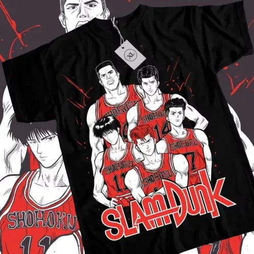 Slam Dunk Team Basketball Anime Manga Black All Size T-Shirts
