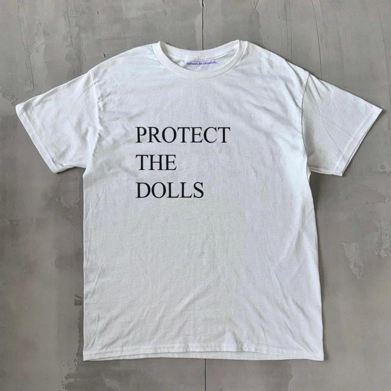 Slogan Protect Dolls Y2K Coquette Print 90s 2000s Top T-Shirts