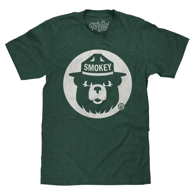 Smokey Bear Shirt Retro Mascot Forest Green T-Shirts