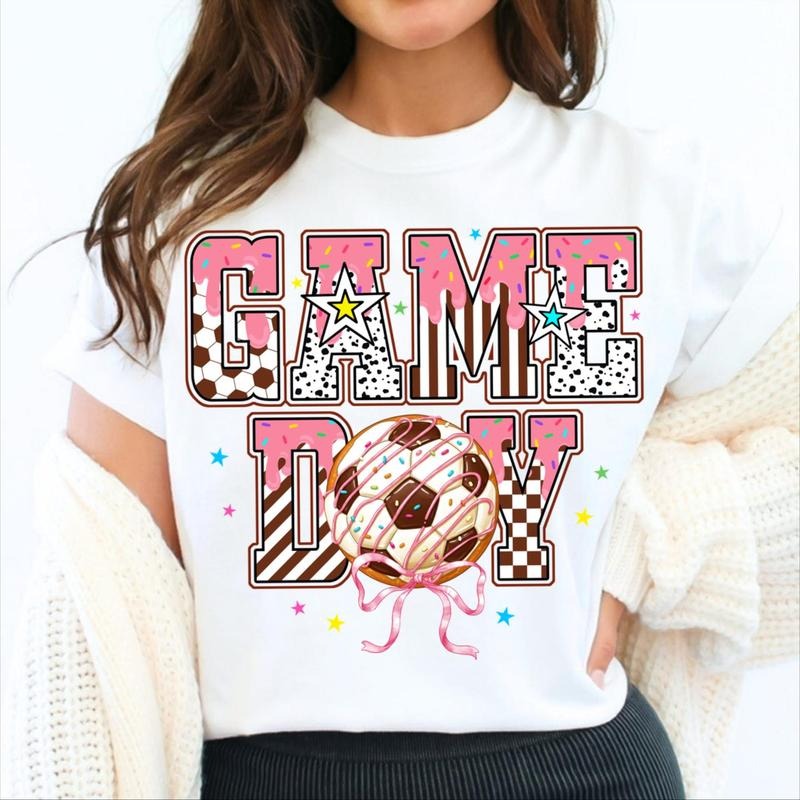 Soccer Game Day Soccer Mama Soc Cer Donut Game Day Soccer Shirt T-Shirts