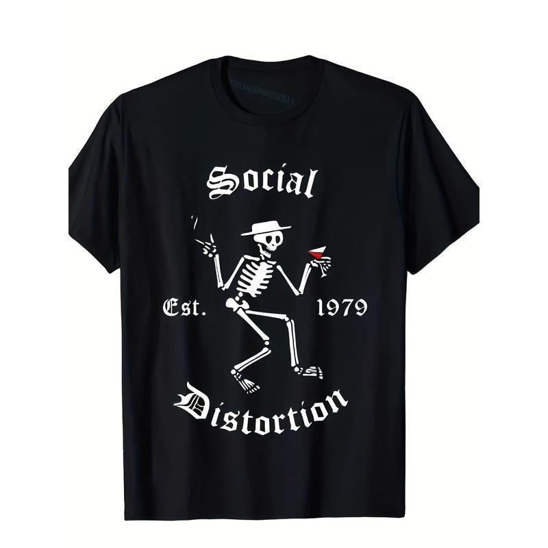 Social Art Distortion Soft Breathable Comfortable Cotton Top Unique Band Music Print Music Lovers Casual Daily Made USA T-Shirts