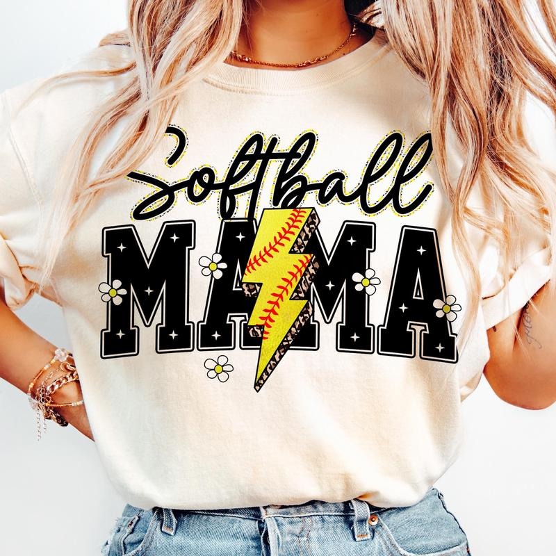 Softball Mama Varsity Softball Mama Shirt Softball Lightning T-Shirts