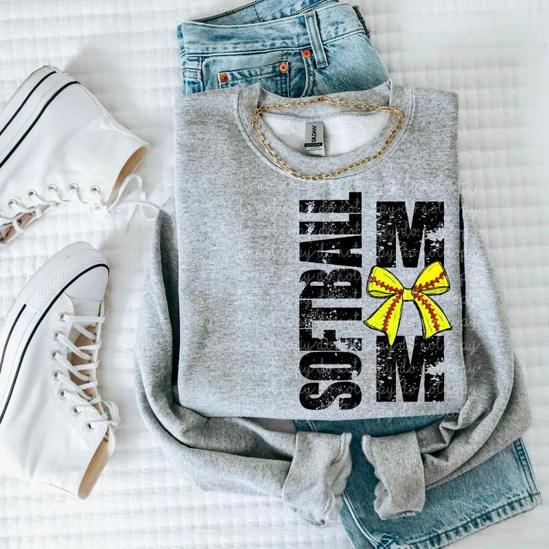 Softball Mom Bow DTF Transfers THIS IS NOT SHIRT T-Shirts